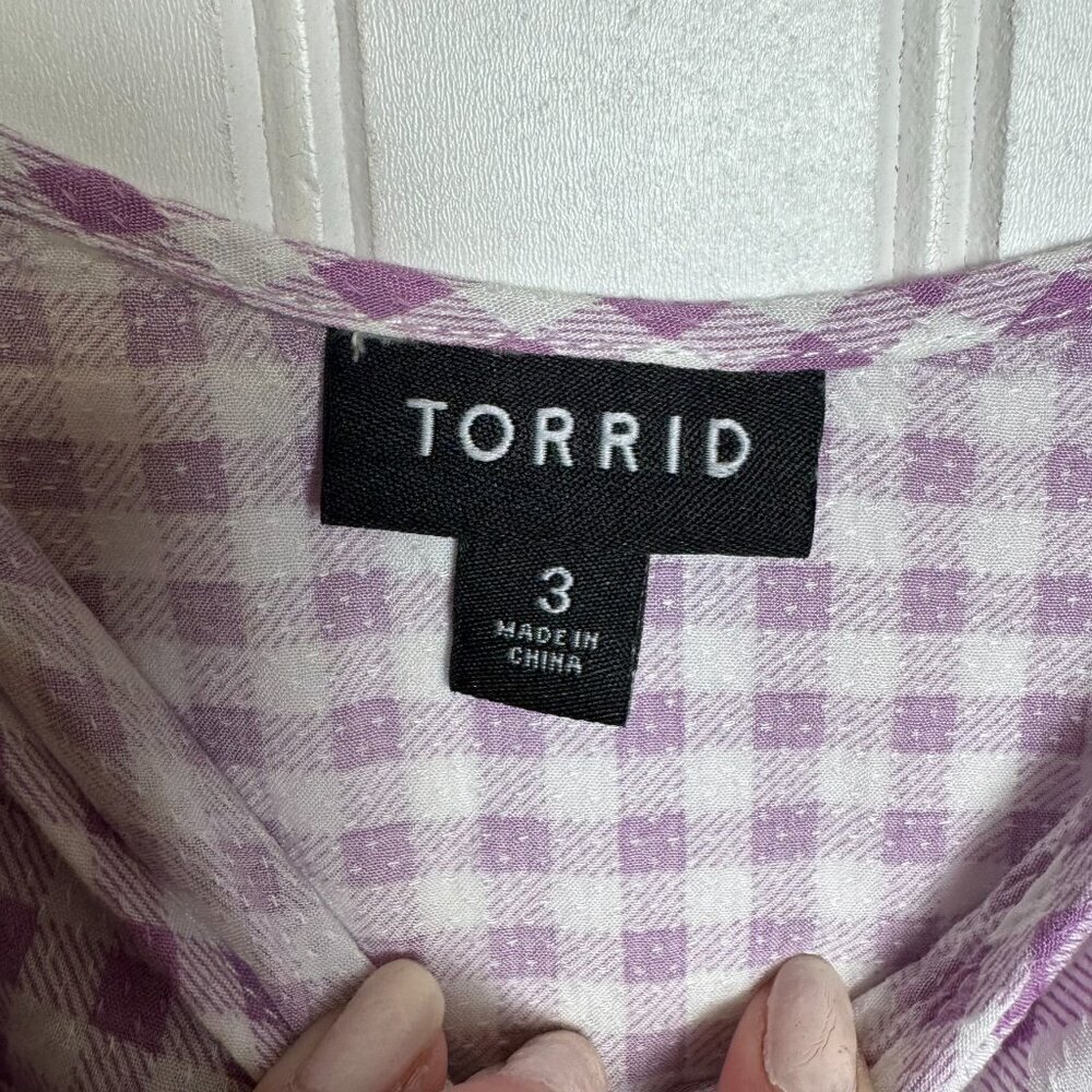 Torrid Sophie purple gingham tie tank top cami size 3X N33 - Picture 2 of 6
